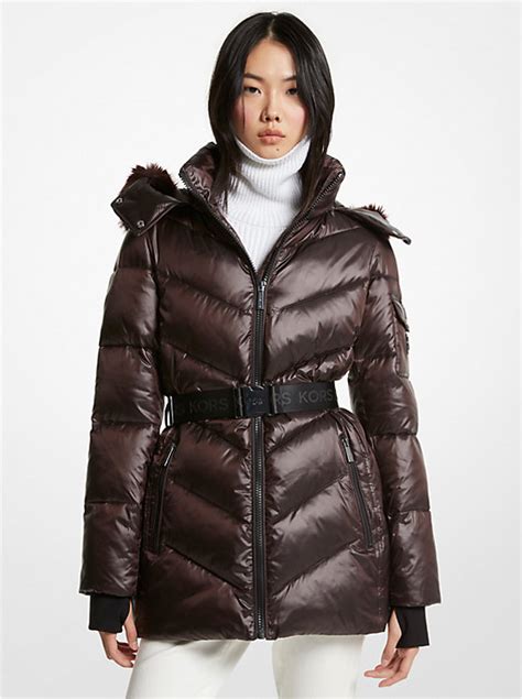 Faux Fur Trim Quilted Ciré Jacket 